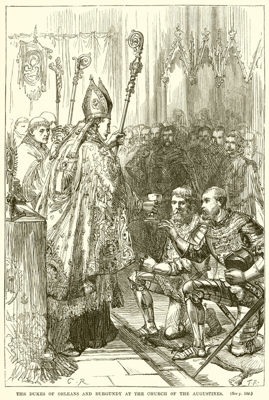 The Dukes of Orleans and Burgundy at the Church of the Augustines by English School