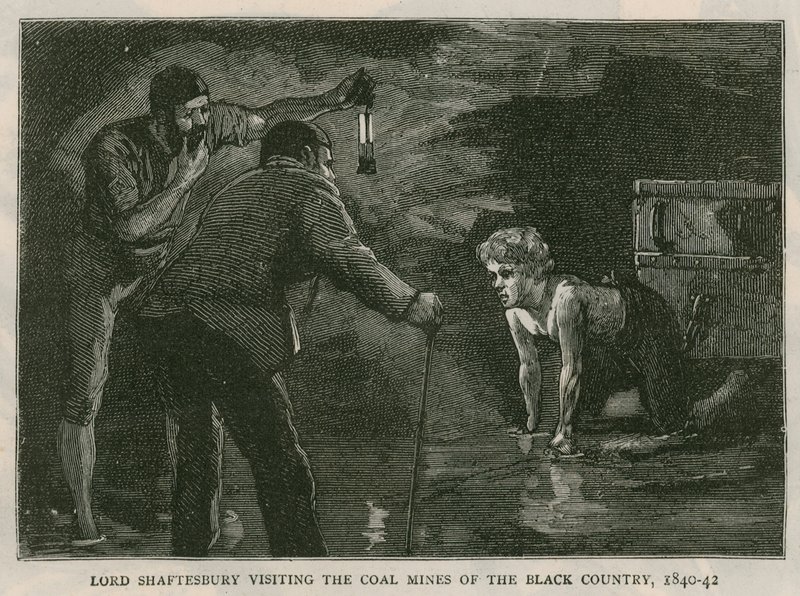 The Earl of Shaftesbury; Visiting the Coal Mines of the Black Country, 1840-41; from The Graphic, 10 October 1885 by English School