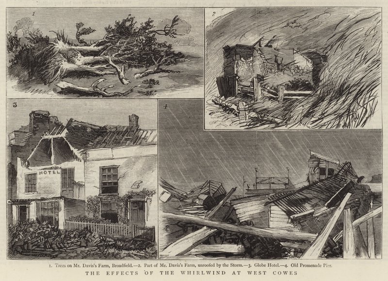 The Effects of the Whirlwind at West Cowes (engraving) by English School