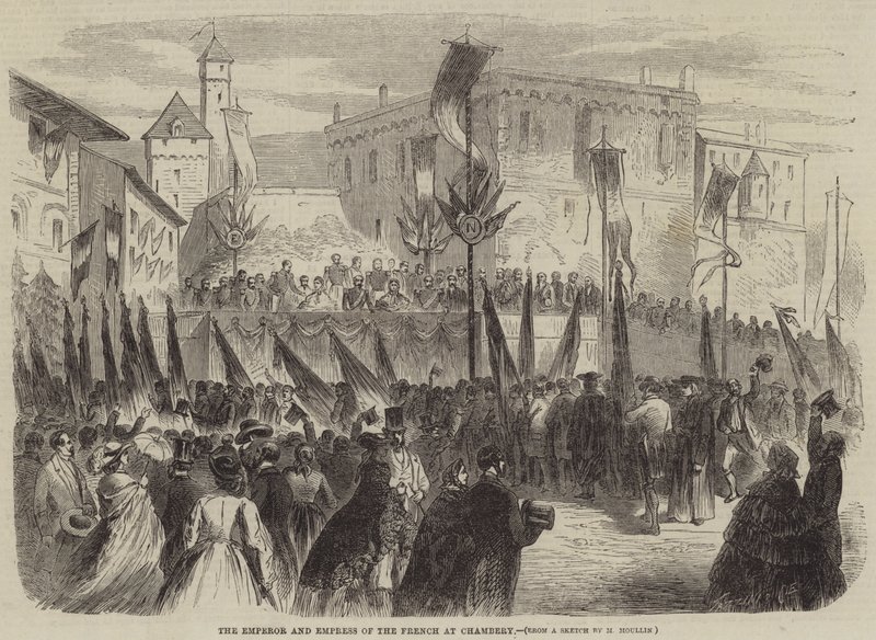 The Emperor and Empress of the French at Chambery by English School