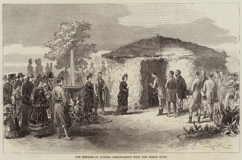 The Empress of Austria breakfasting with the Roman Hunt by English School