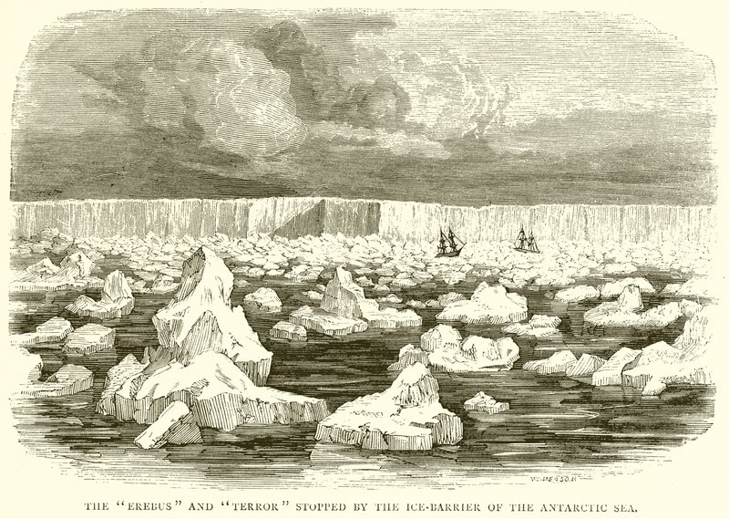 The Erebus and Terror Stopped by the Ice-Barrier of the Antarctic Sea by English School