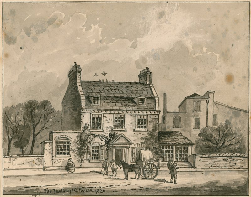 The Farthing Pie House, London, Original Drawing Dated 1820 by English School