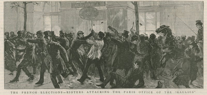 The French Elections - Rioters Attacking the Paris Office of the Galois by English School