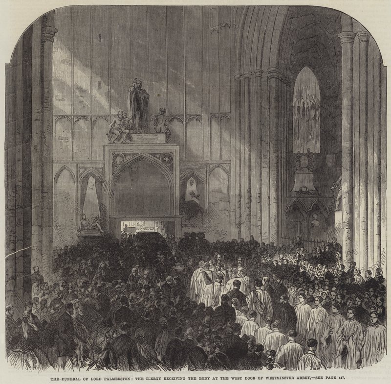 The Funeral of Lord Palmerston, the Clergy receiving the Body at the West Door of Westminster Abbey by English School