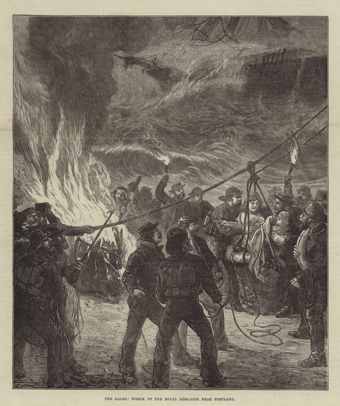 The Gales, Wreck of the Royal Adelaide near Portland by English School