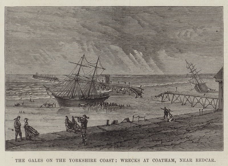 The Gales on the Yorkshire Coast, Wrecks at Coatham, near Redcar by English School