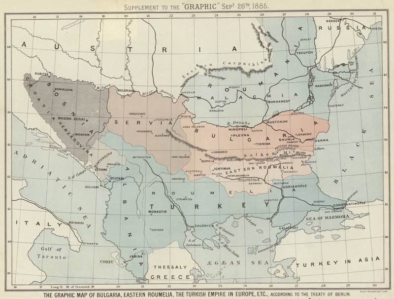 The Graphic Map of Bulgaria, Eastern Roumelia, the Turkish Empire in Europe by English School