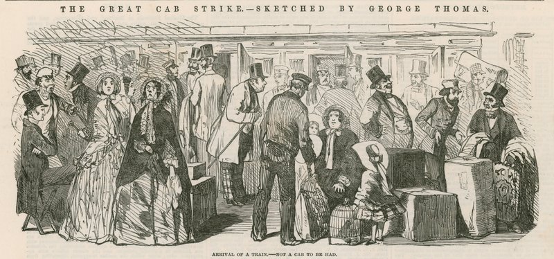 The Great Cab Strike: Arrival of a Train - Not a Cab to be Had by English School