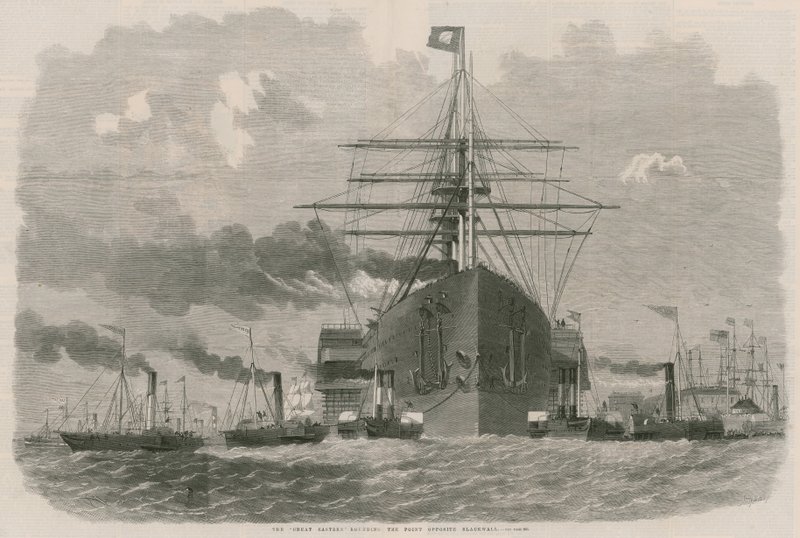 The Great Eastern rounding the point opposite Blackwall by English School