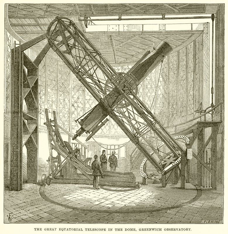 The Great Equatorial Telescope in the Dome, Greenwich Observatory by English School