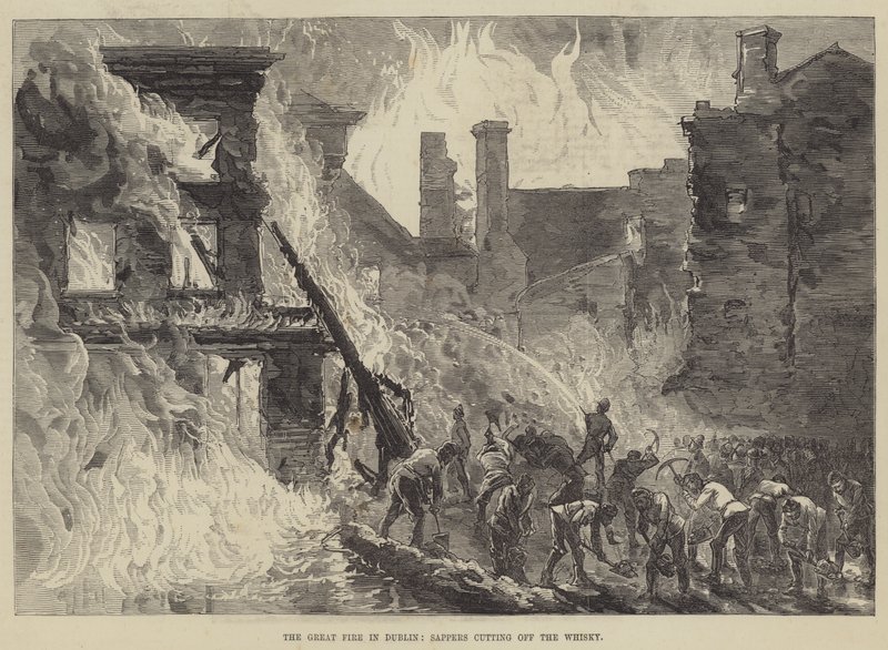 The Great Fire in Dublin, Sappers Cutting Off the Whisky by English School