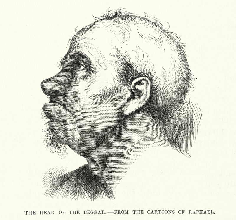 The Head of the Beggar, from the cartoons of Raphael by English School
