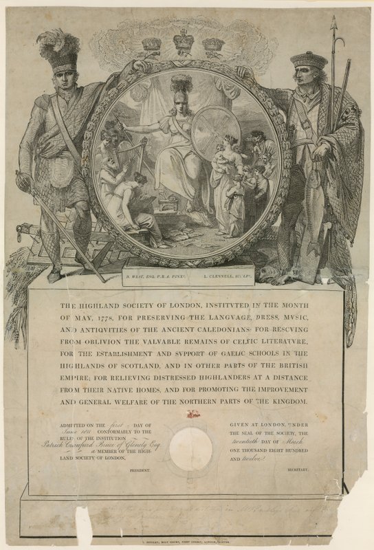 The Highland Society of London. Instituted 1778 by English School