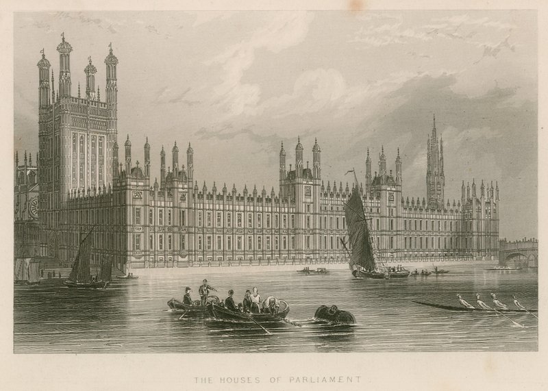 The Houses of Parliament, Palace of Westminster, London by English School