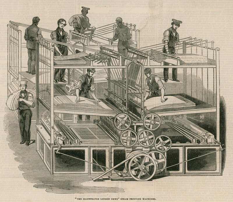 The Illustrated London News steam printing machines by English School