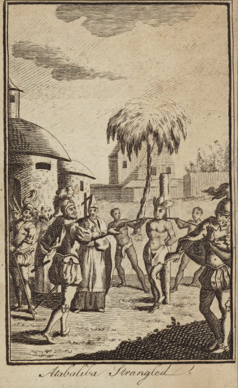 The Inca Emperor Atahualpa Strangled by Order of Spanish Conquistador Francisco Pizarro, Peru by English School