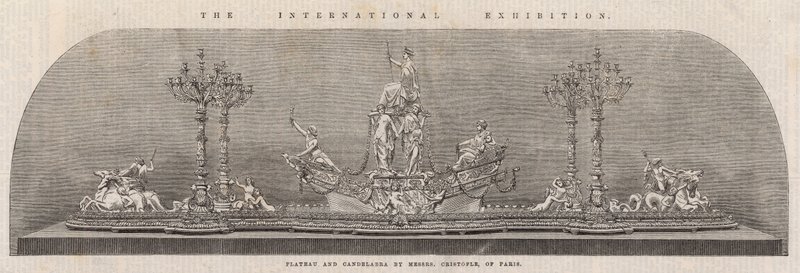 The International Exhibition; Plateau and Candelabra by Messrs Cristofle of Paris by English School