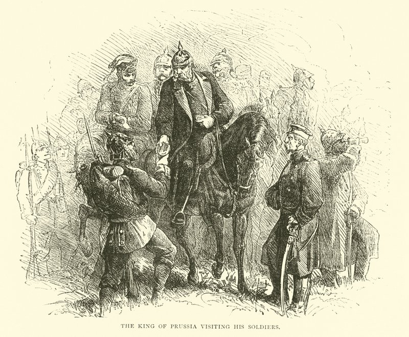 The King of Prussia visiting his soldiers, August 1870 by English School