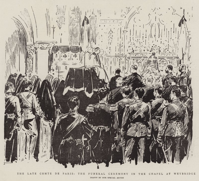 The Late Comte de Paris, the Funeral Ceremony in the Chapel at Weybridge by English School