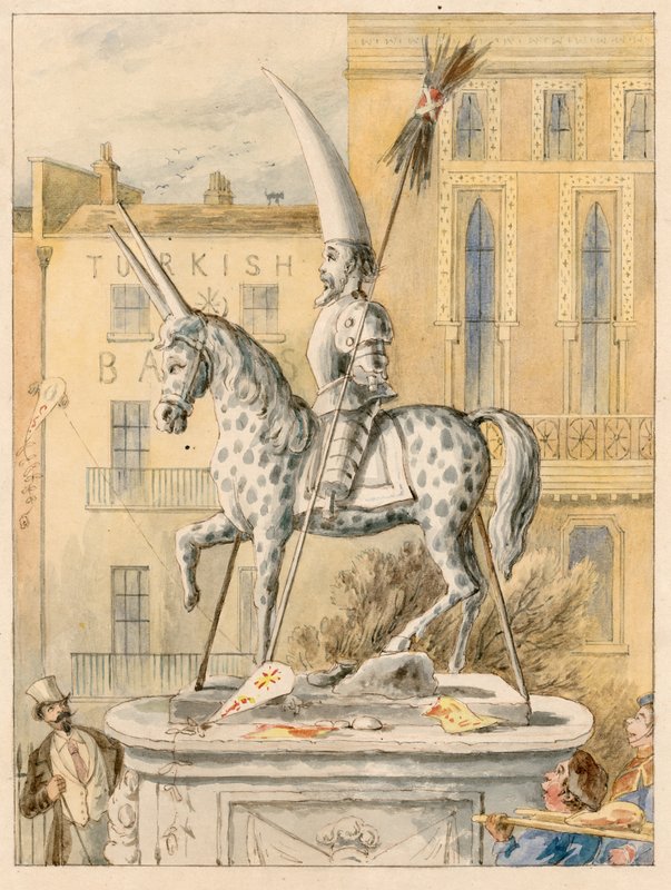 The Leicester Square Statue, 17 October 1866 by English School