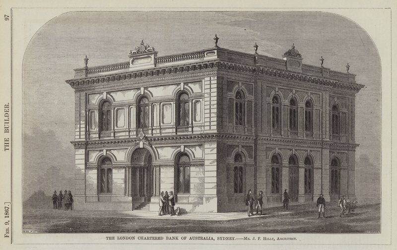 The London Chartered Bank of Australia, Sydney (engraving) by English School