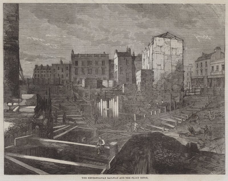 The Metropolitan Railway and the Fleet Ditch by English School