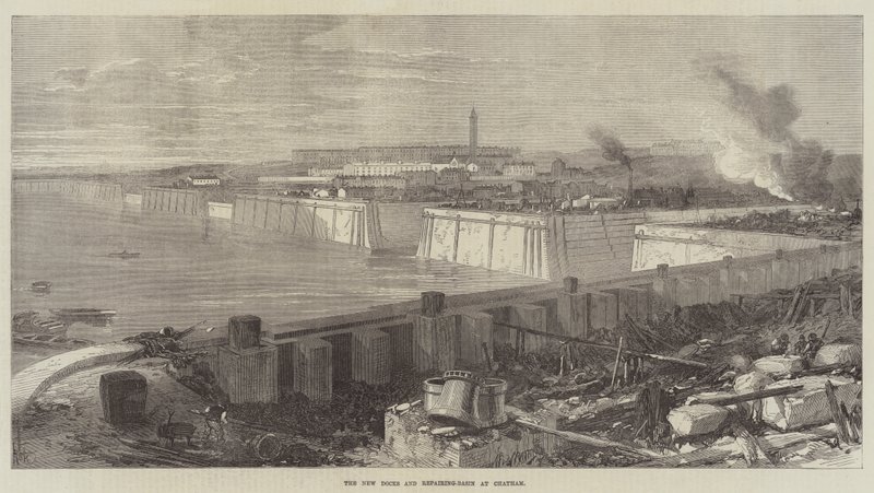 The New Docks and Repairing-Basin at Chatham by English School