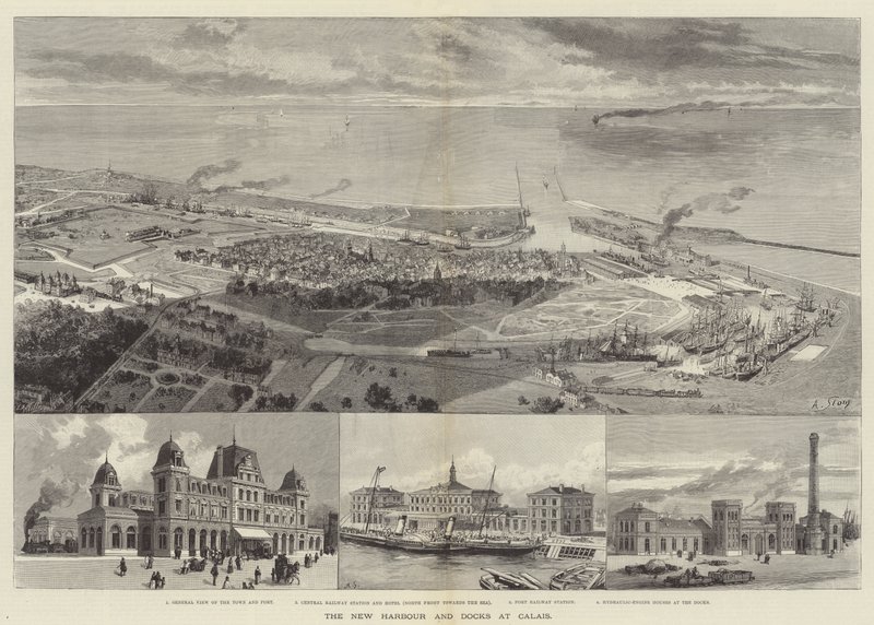 The New Harbour and Docks at Calais by English School