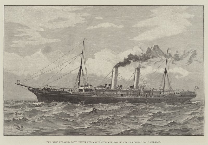 The New Steamer Scot, Union Steamship Company, South African Royal Mail Service by English School