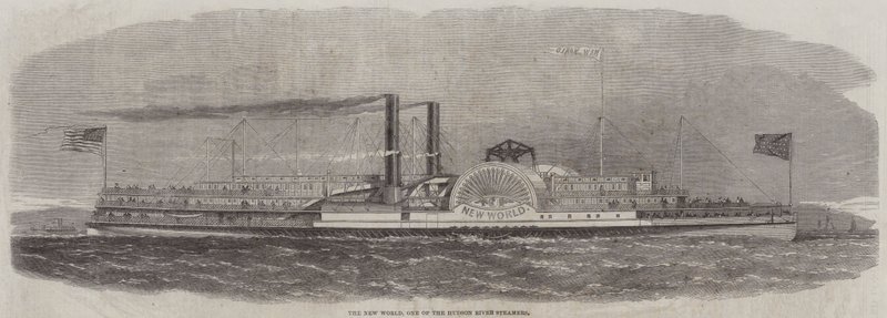 The New World, one of the Hudson River Steamers by English School
