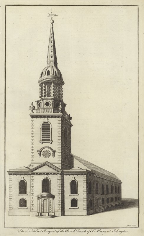 The North East Prospect of the Parish Church of St Mary at Islington by English School