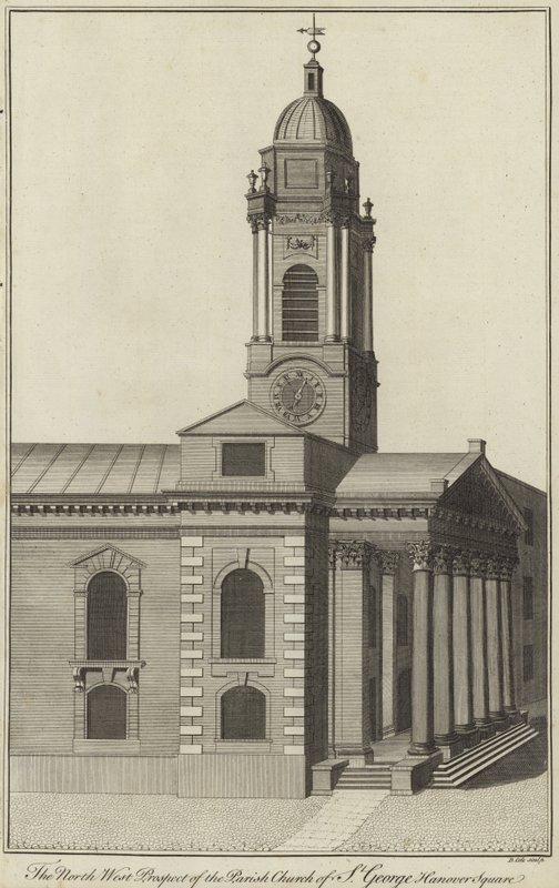 The North West Prospect of the Parish Church of St George, Hanover Square, London by English School