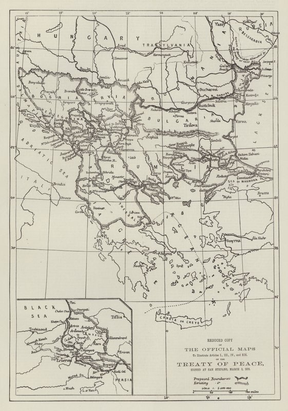 The Official Maps of the Treaty of Peace, signed at San Stefano, 3 March 1878 by English School