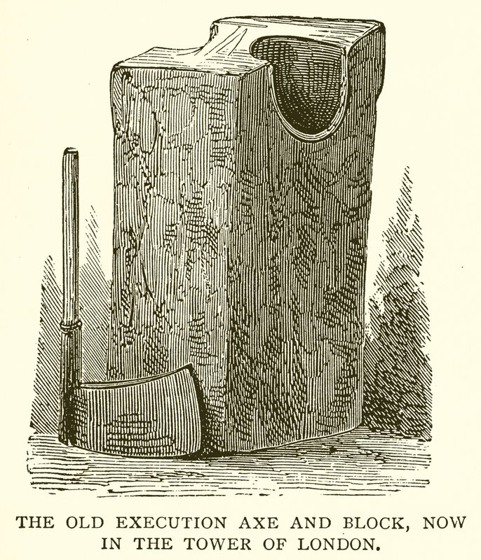 The Old Execution Axe and Block, now in the Tower of London by English School