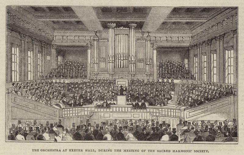 The Orchestra at Exeter Hall, during the Meeting of the Sacred Harmonic Society by English School