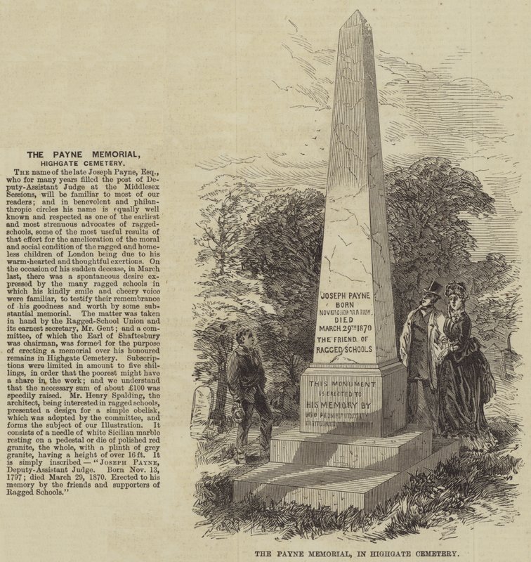 The Payne Memorial, in Highgate Cemetery by English School