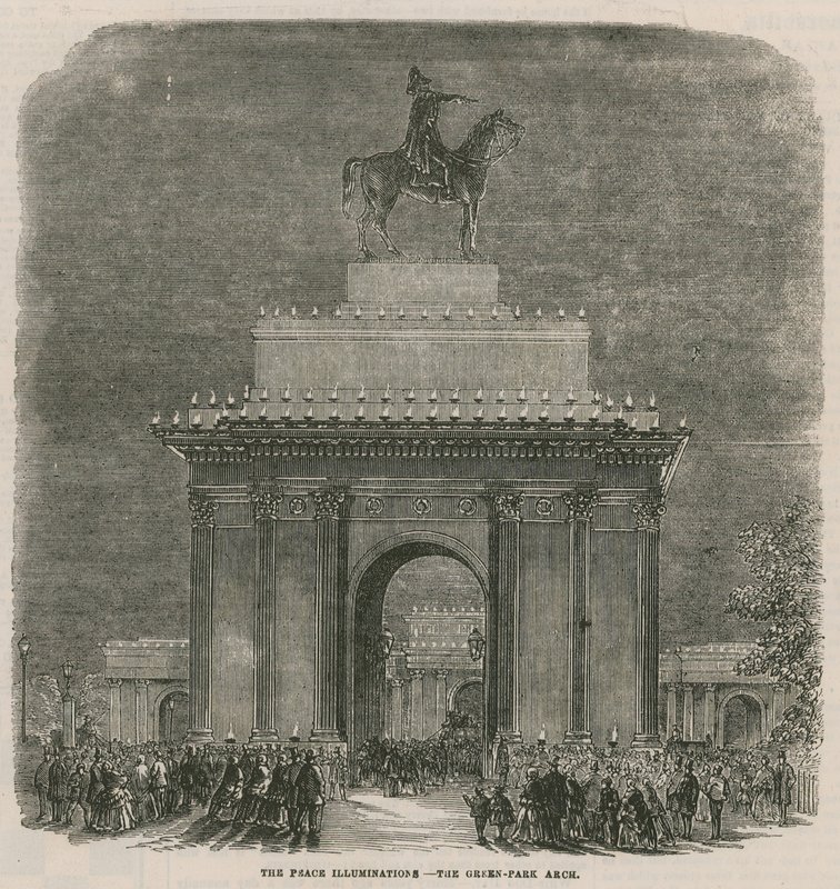 The Peace Illuminations at the Green Park Arch by English School