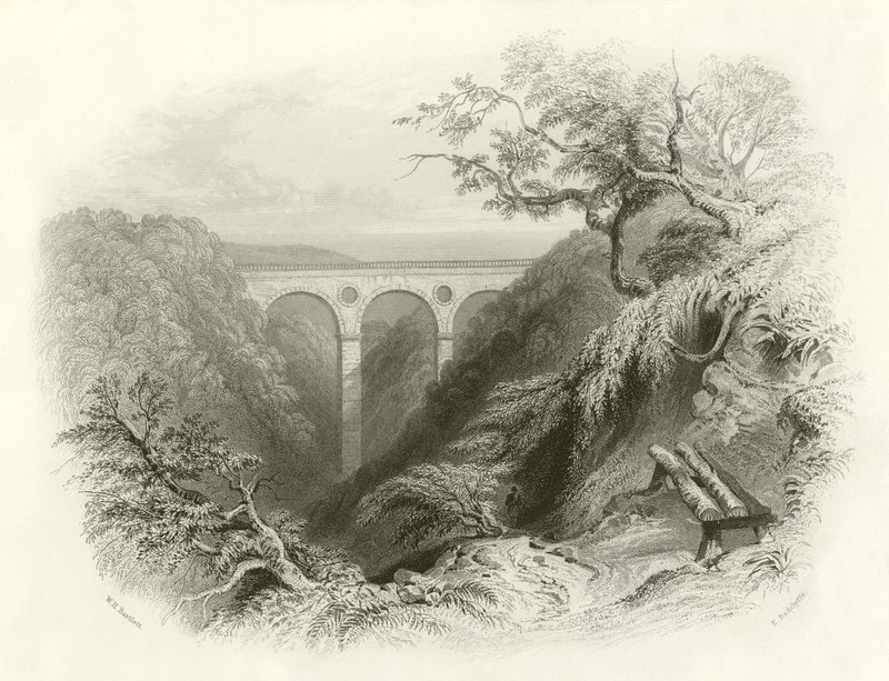 The Peaths Bridge and Ravine, Berwickshire by English School