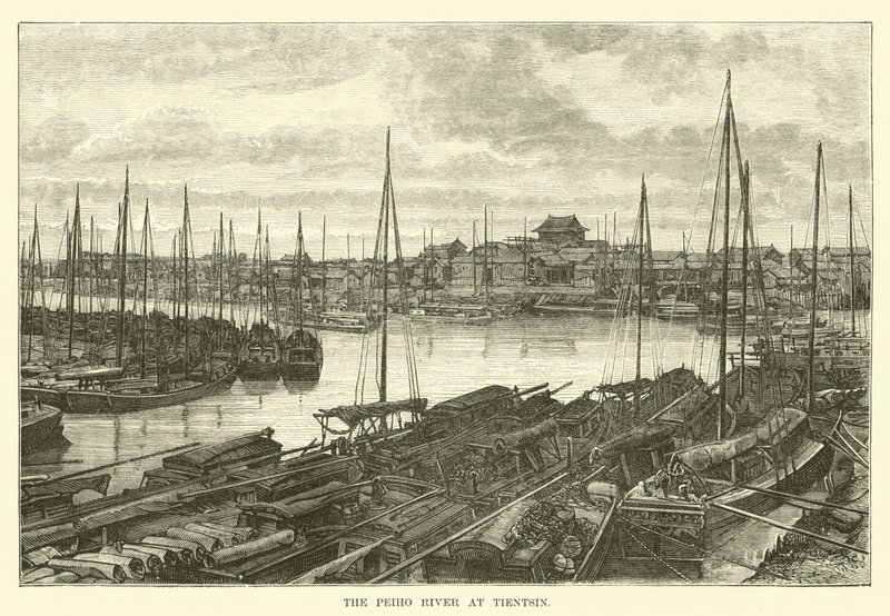 The Peiho River at Tientsin by English School