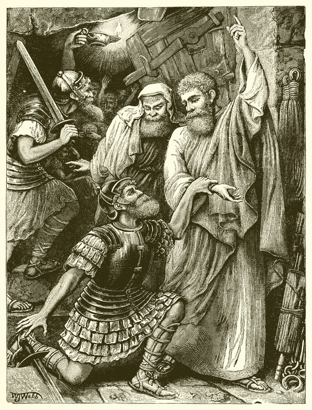 The Philippian Jailer Before Paul and Silas by English School