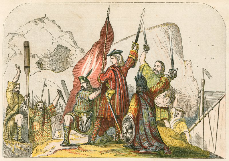 The Pretender Raising His Standard on His First Landing in Scotland by English School