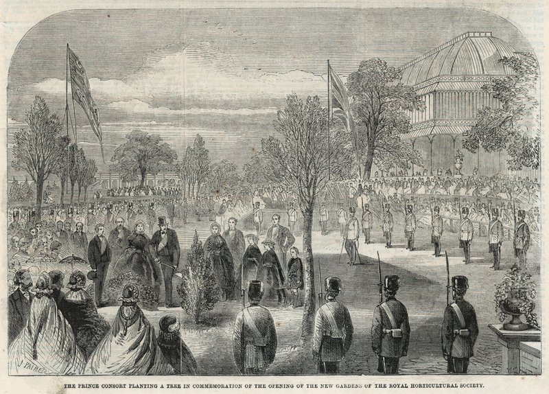 The Prince Consort Planting a Tree in Commemoration of the Opening of the New Gardens of the Royal Horticultural Society by English School
