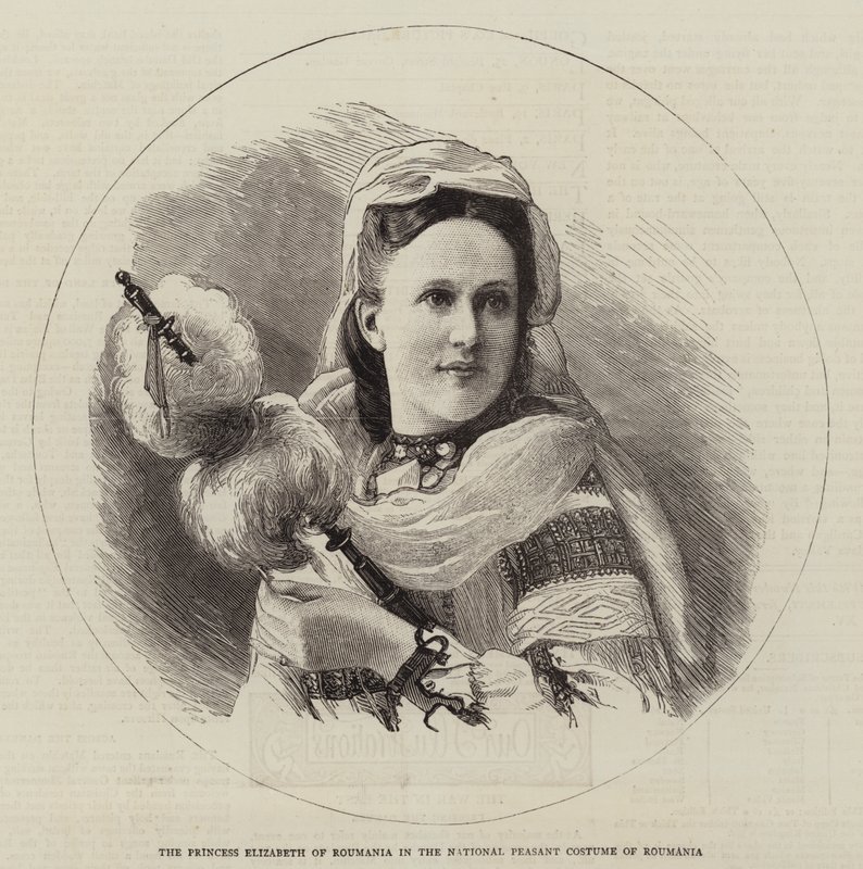 The Princess Elizabeth of Roumania in the National Peasant Costume of Roumania by English School
