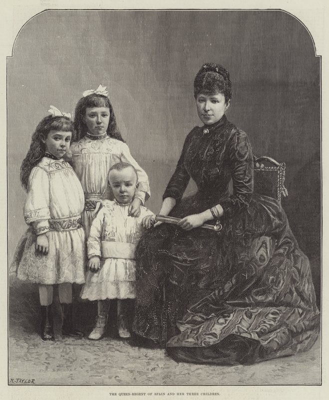The Queen-Regent of Spain and her Three Children by English School