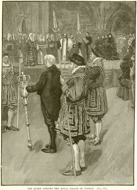 The Queen opening the Royal Palace of Justice by English School