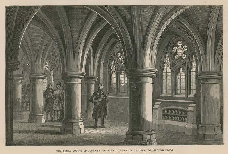 The Royal Courts of Justice: North End of the Grand Corridor, Ground Floor by English School