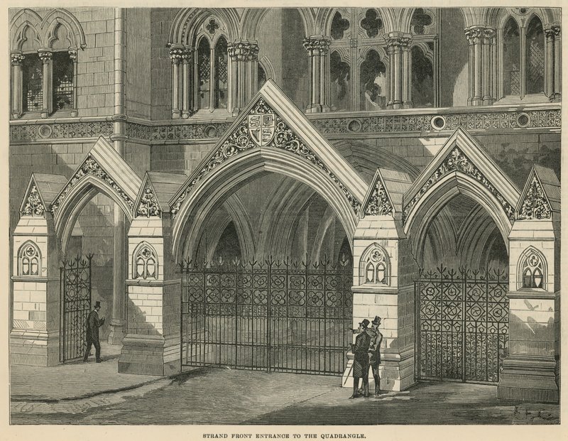 The Royal Courts of Justice: Strand Front Entrances to the Quadrangle by English School