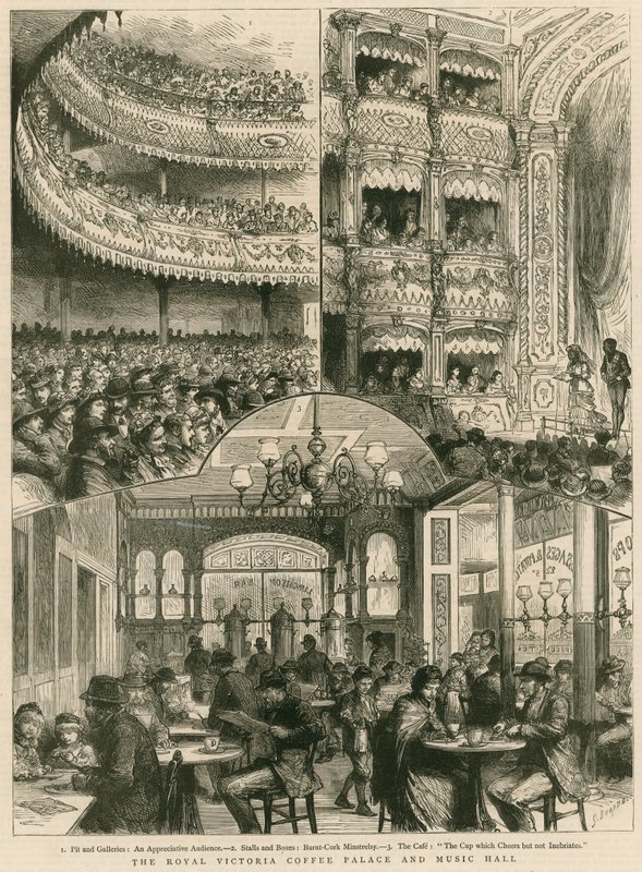 The Royal Victoria Coffee Palace and Music Hall, London by English School