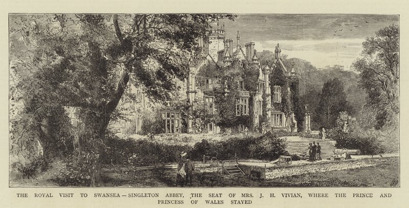 The Royal Visit to Swansea, Singleton Abbey, the Seat of Mrs J H Vivian, where the Prince and Princess of Wales stayed by English School